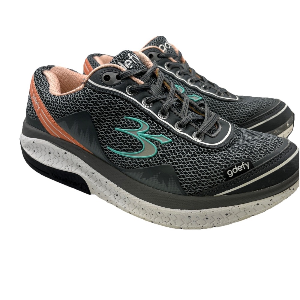 Gdefy Gravity Defyer Mighty Walk Womens Shoes Size 8 Gray/Salmon TB9024FGP-W‎